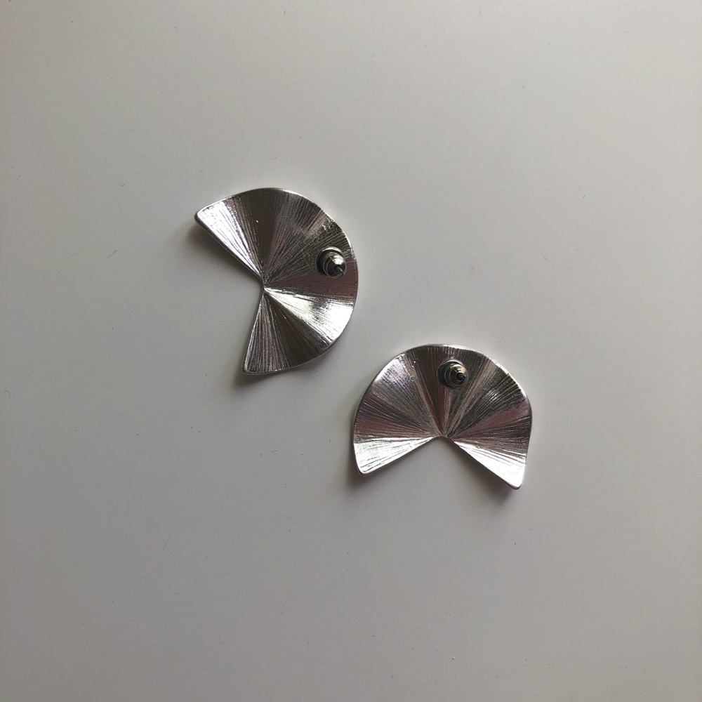 Solid Metal Geometric Earrings - Picture 2 of 6